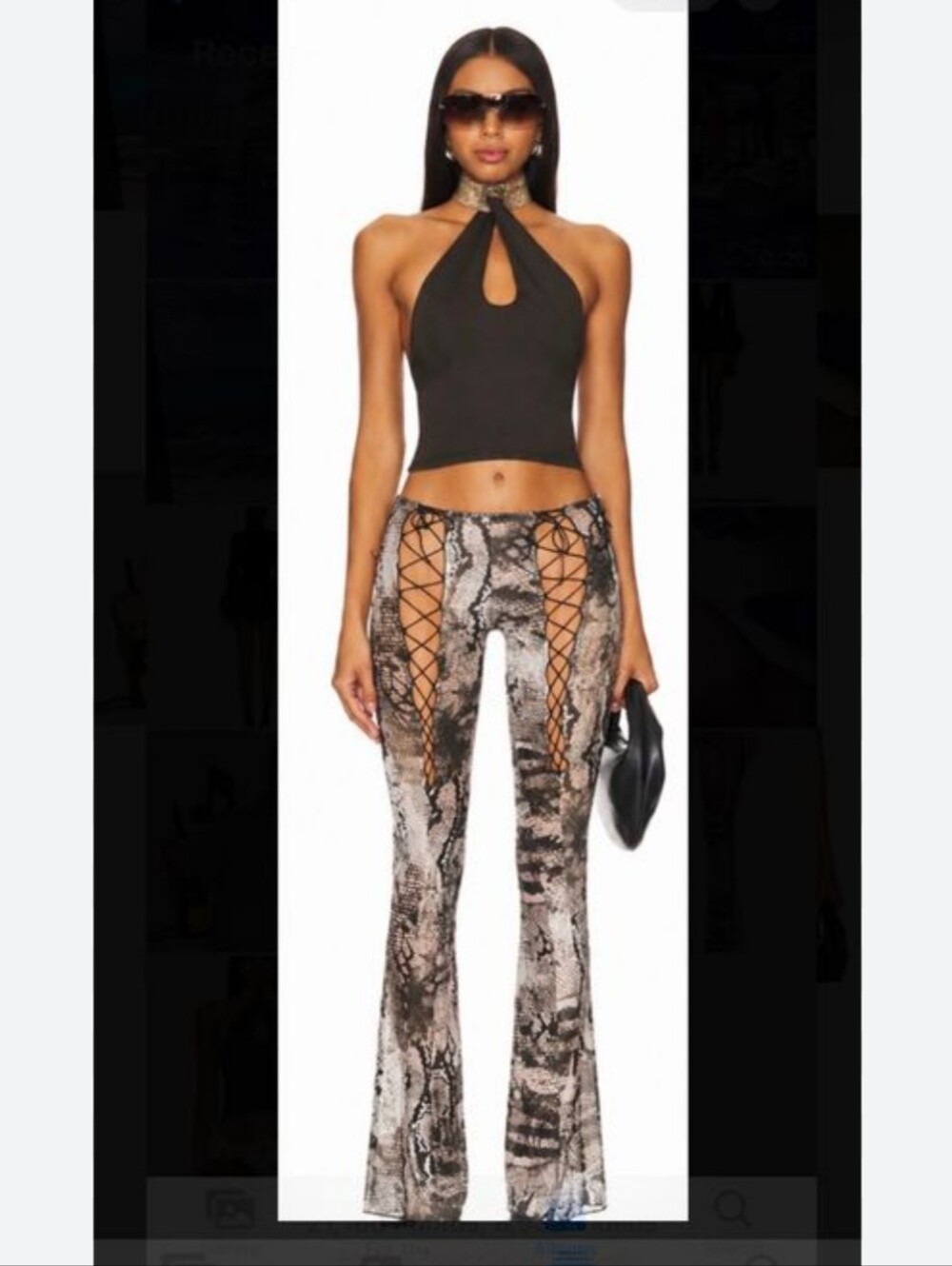 Sheer Snakeskin Lace Up Pants